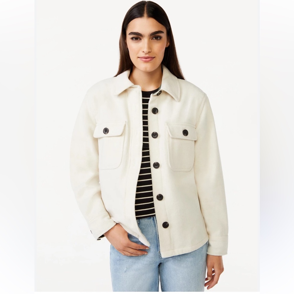 Free Assembly Cream Wool Blend Shirt Jacket